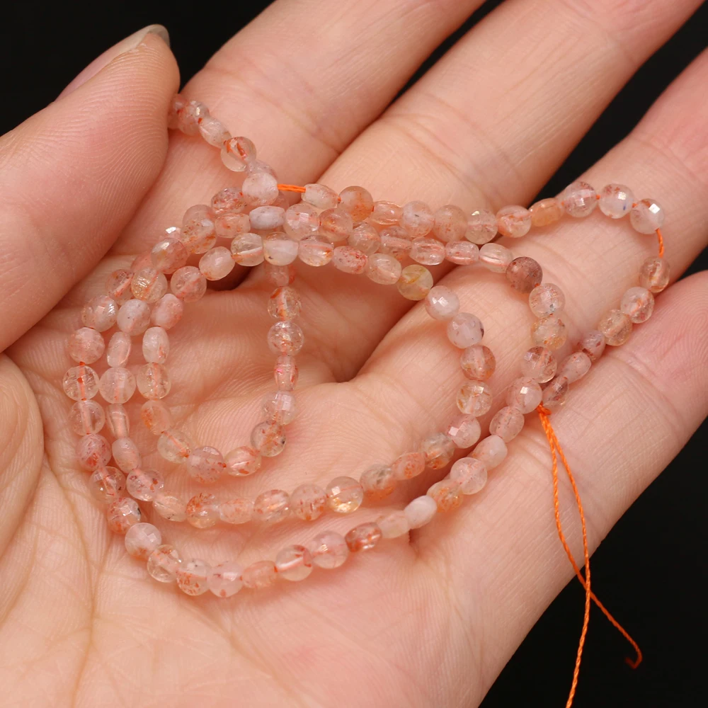 

Natural Stone Crystal Beads Faceted Oblate Sun Stone Quartz for Jewelry Making Necklace Bracelets Earrings