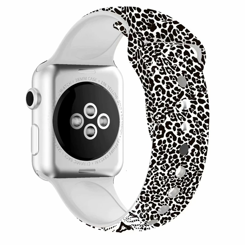 Apple watch Band цветочный Леопардовый силиконовый Печатный сменный ремешок браслет для iwatch 1 2 3 4 четыре стиля