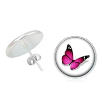 2020 new romantic girl fashion simulation specimen butterfly glass convex earrings earrings ladies jewelry