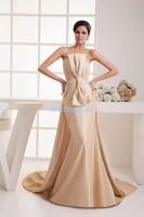 free shipping 2016 new design fashion small train handmade bow bride married long custom sizecolor champagne bridesmaid dress