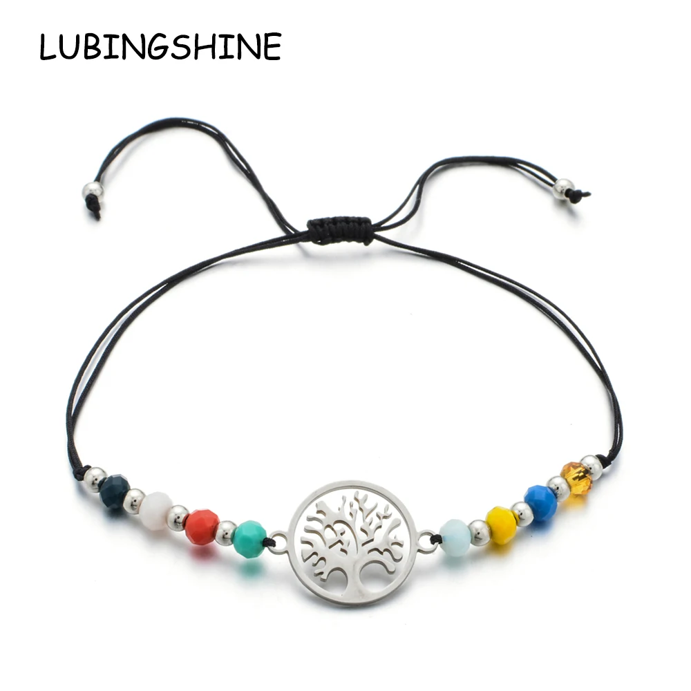 Богемные Подвески древо жизни плетеный браслет для женщин и детей хрустальные
