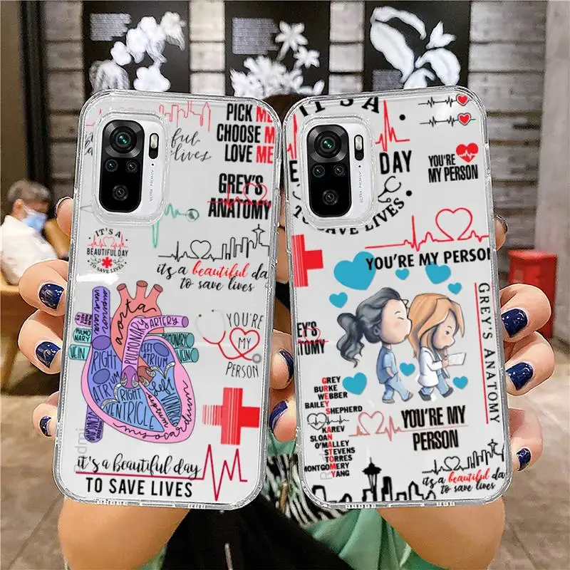 

Greys Anatomy You are my person Phone Case Transparent for Xiaomi mi 10T Poco F3 X3 M3 Redmi Note 11 8 9 9S 10 Pro