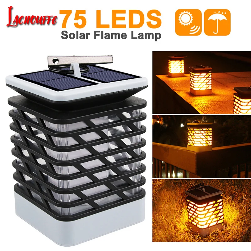 75 светодиодный солнечный пламенный светильник портативный пейзаж ультра яркий