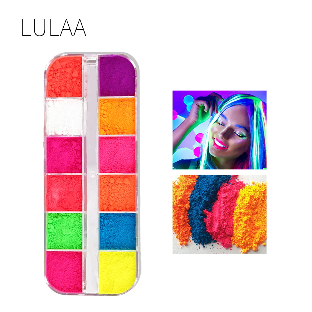 LULAA 12 видов цветов/комплект флуоресцентные неоновые пигмент для ногтей с