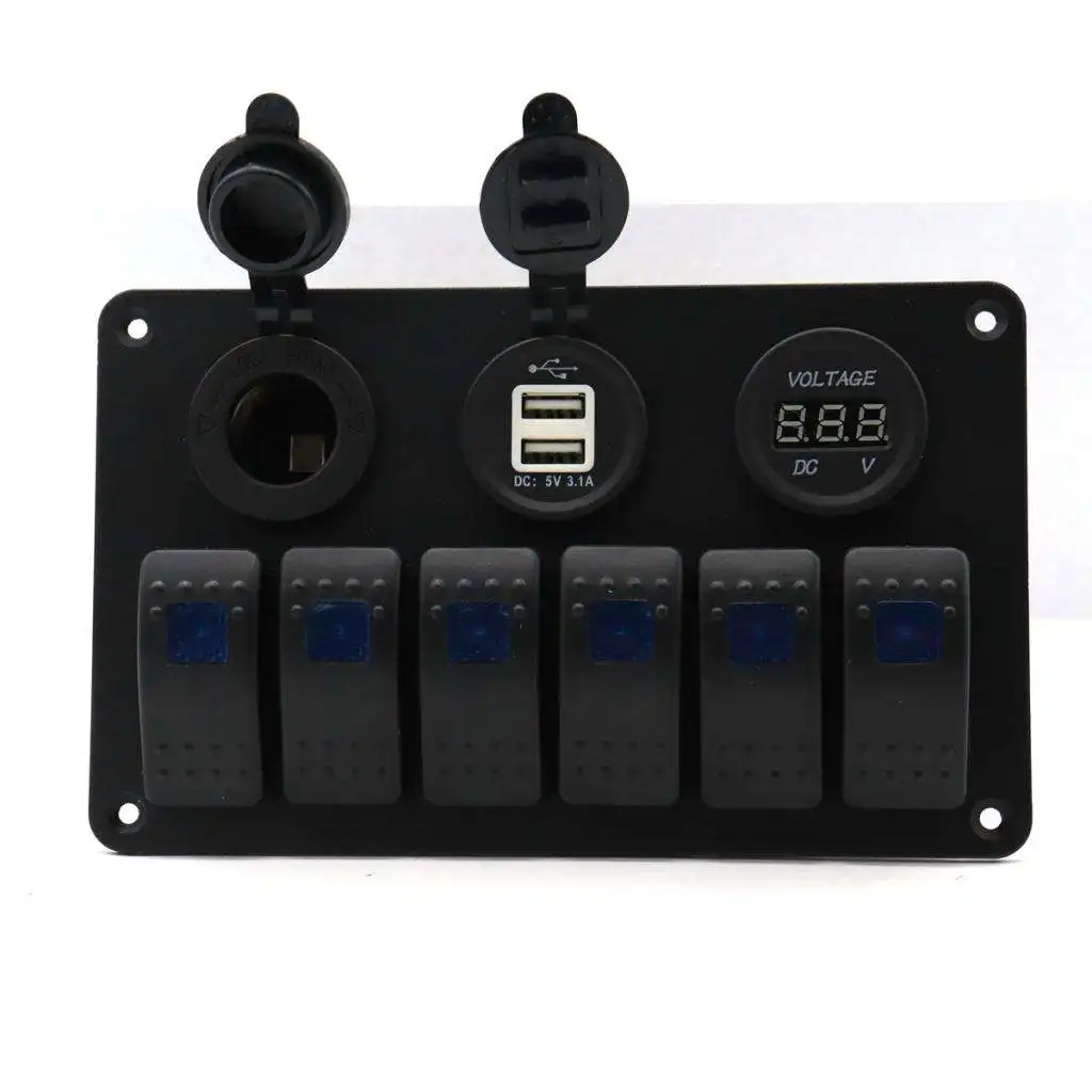 

6-клавишная морская клавишная панель с двумя разъемами USB + Цифровое напряжение