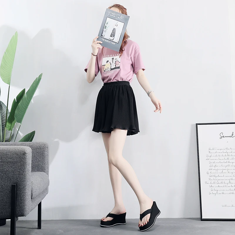 

Womens Fashion High-heeled Flip Flops Shoes Beach Non-Slip Outdoor Casual Beach Shallow Seaside Thick Bottom Slippers Size40