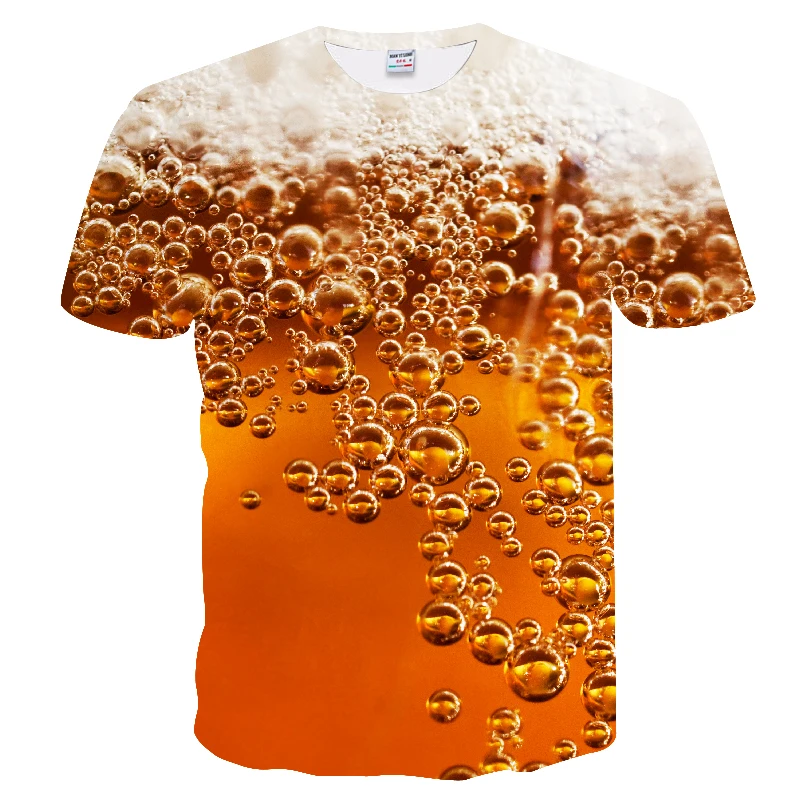 Новинка футболка мужская 3D Футболка с принтом пива хип хоп Crewneck короткий рукав Мужская/Женская футболка футболки забавные мужские футболки