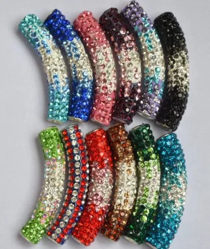 

fdtg345ing 50*10mm Clay long bending tube beads DIY mixed 10 color in ramdom for bracelet crystal