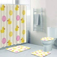 colorful yellow rubber ducks bathroom toilet decor cute cartoon duck bathroom shower curtain for bathtub accessories bath rugs