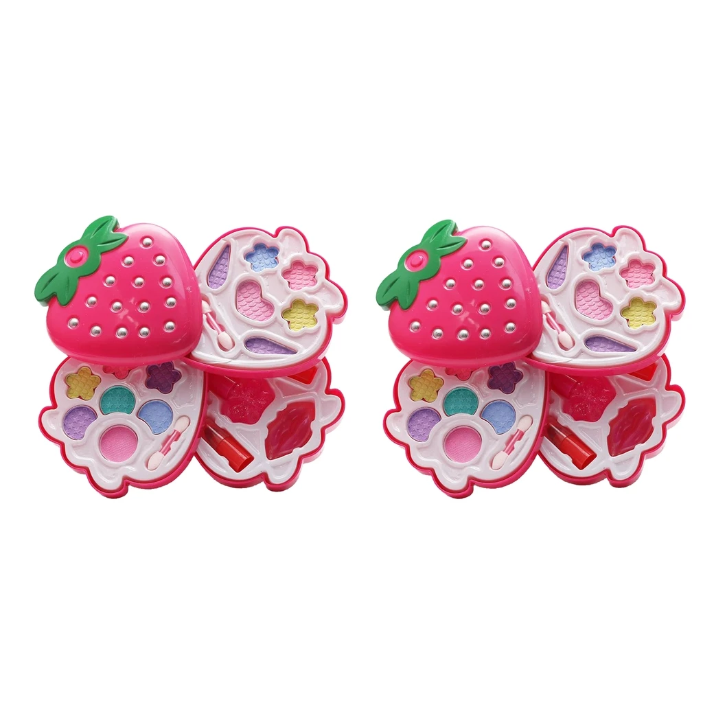 

2x Kids Cosmetics Make Up Set Washable Beauty Makeup Box Gift Toys Safe Princess Girls Makeup for Girls Birthday Pretend Play