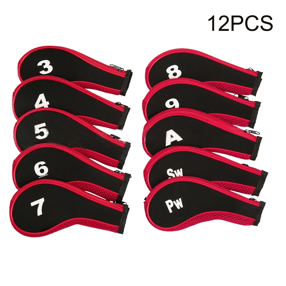 

12pcs Neoprene Protective For Iron Golf Club Head Cover Sports Accessories Dustproof Anti Scratch With Number Zipper Closure