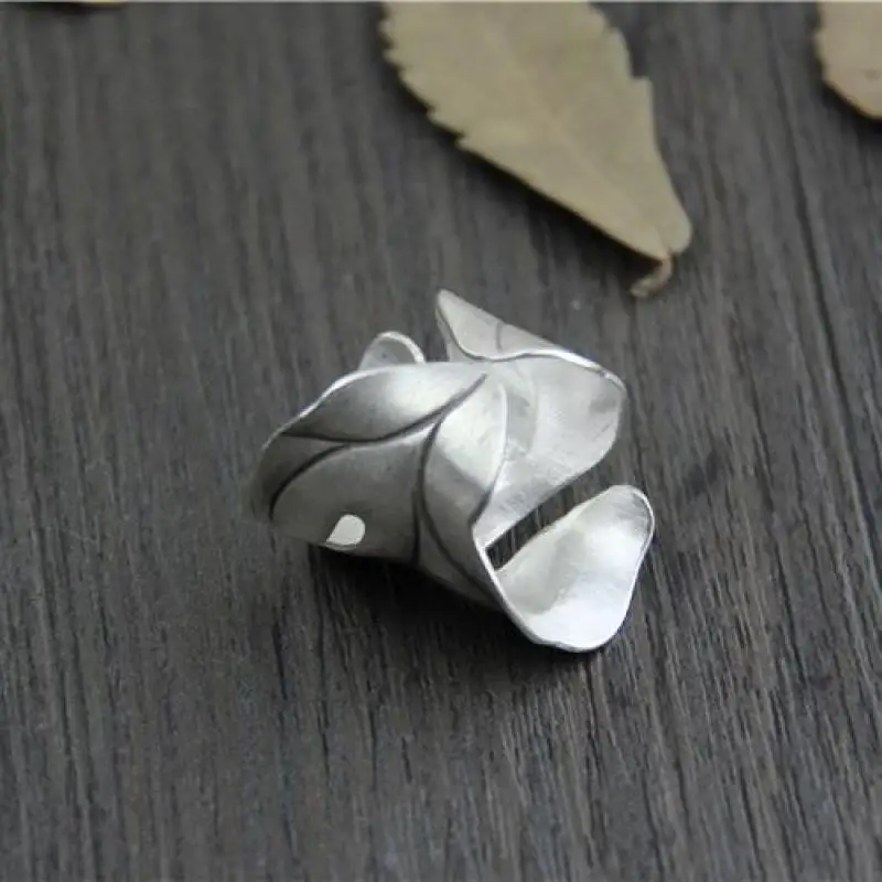 Женское кольцо ручной работы из чистого серебра 999 пробы с полыми цветами в форме