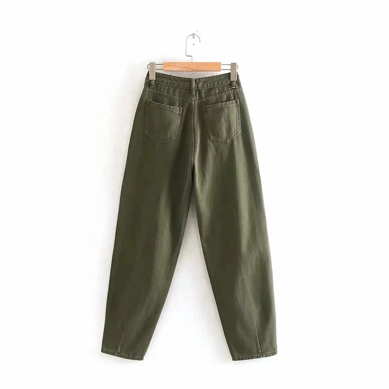 

Jenny&Dave england high street vintage harem mom jeans woman high waist jeans pleated candy color loose boyfriend for women