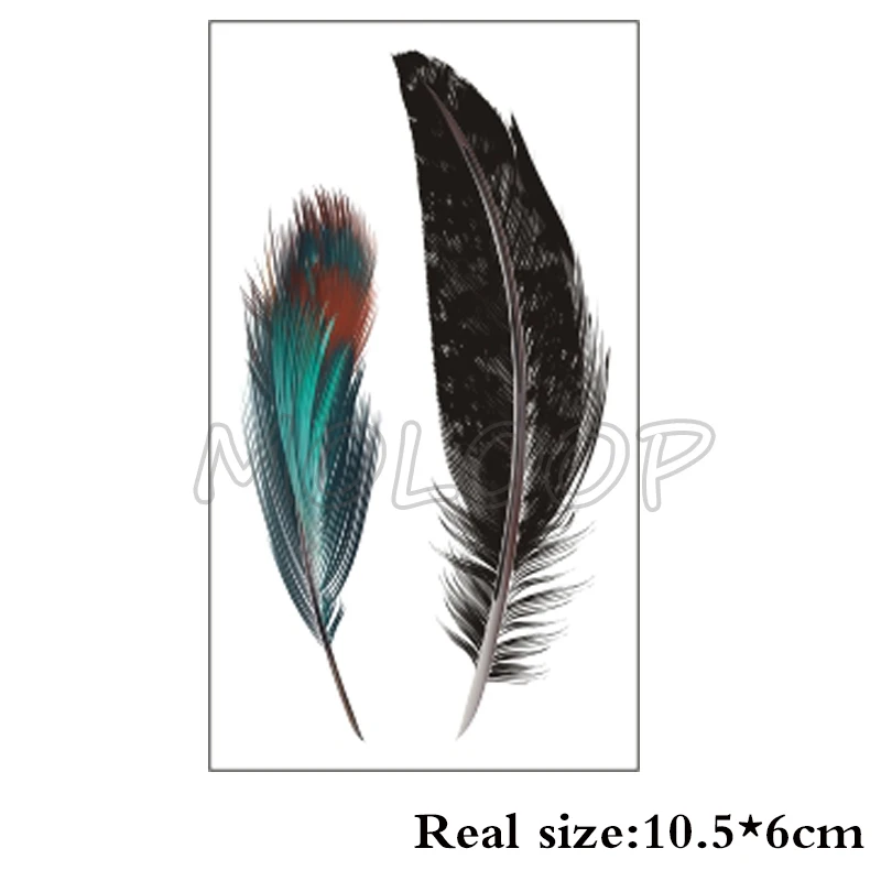 Переводная татуировка с зелеными пикантными перьями водостойкая Временная