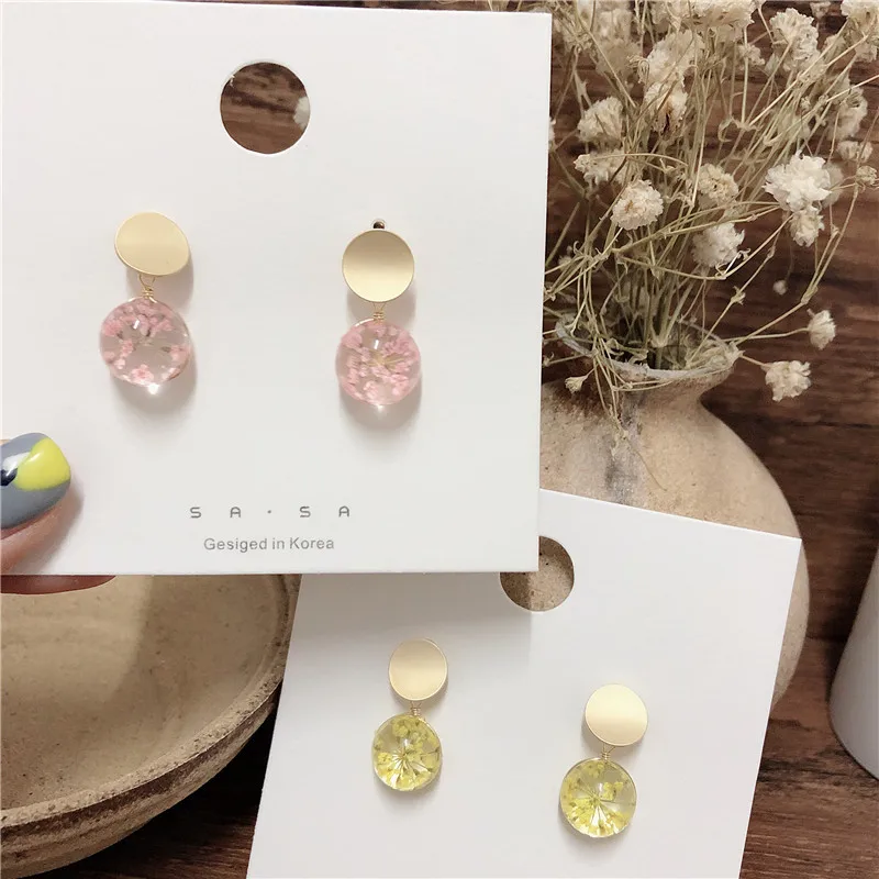 Женские серьги в виде цветка простые и элегантные Корейском стиле с цветочным