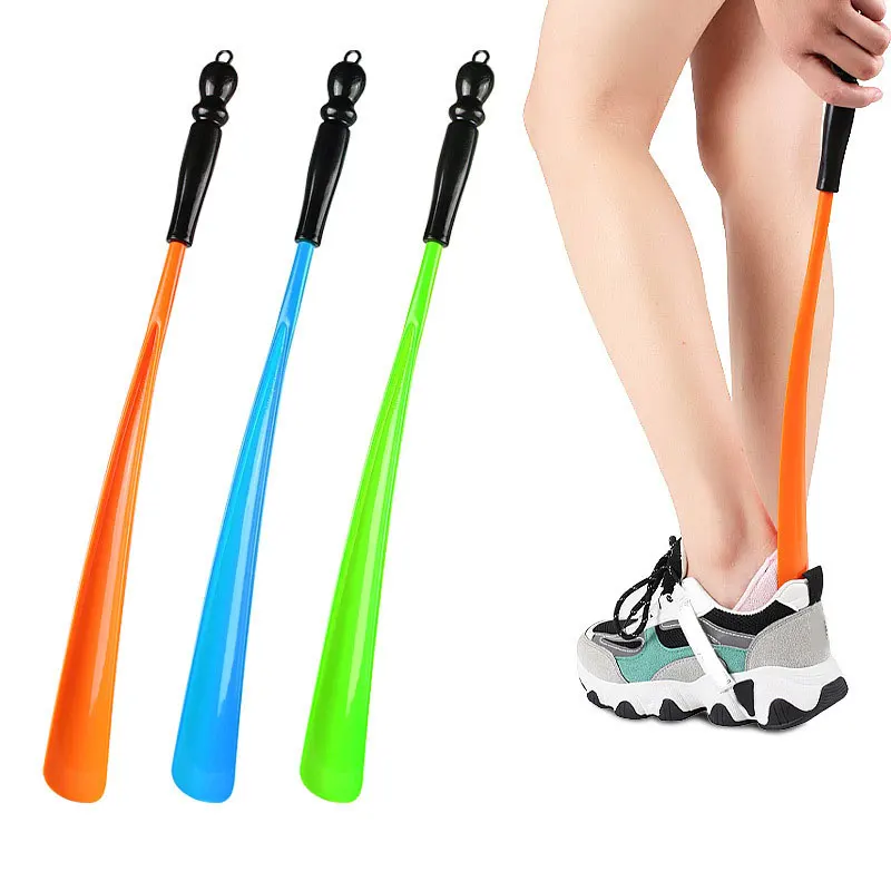 

Plastic Handle Shoehorn with Round Hook Design Durable Long Lasting Portable Comfortable to Use for Daily Life 47.5x4x2.3cm EK