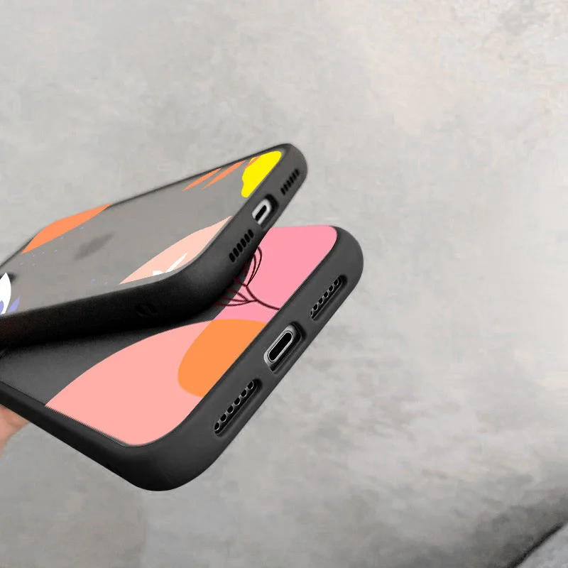 

Art Flower Leaves Phone Case For iPhone 11 12 Pro Max 7 8 Plus Hard PC Matte Clear Shockproof Back Cover For iPhone X XR Xs Max