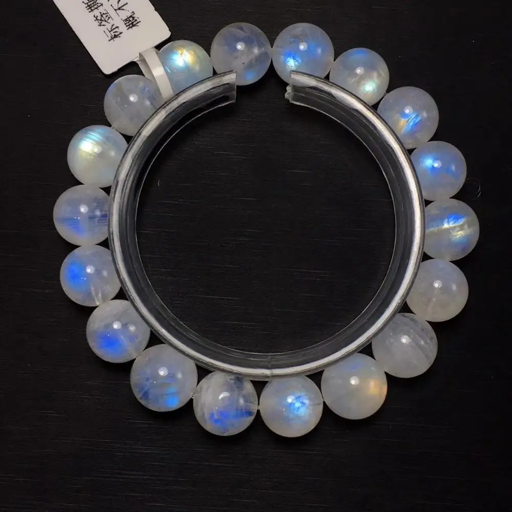 

Genuine Natural Blue Light Moonstone Labradorite Gems Rectangle Beads 11mm Stretch Bracelets Bangles Women Female AAAAA
