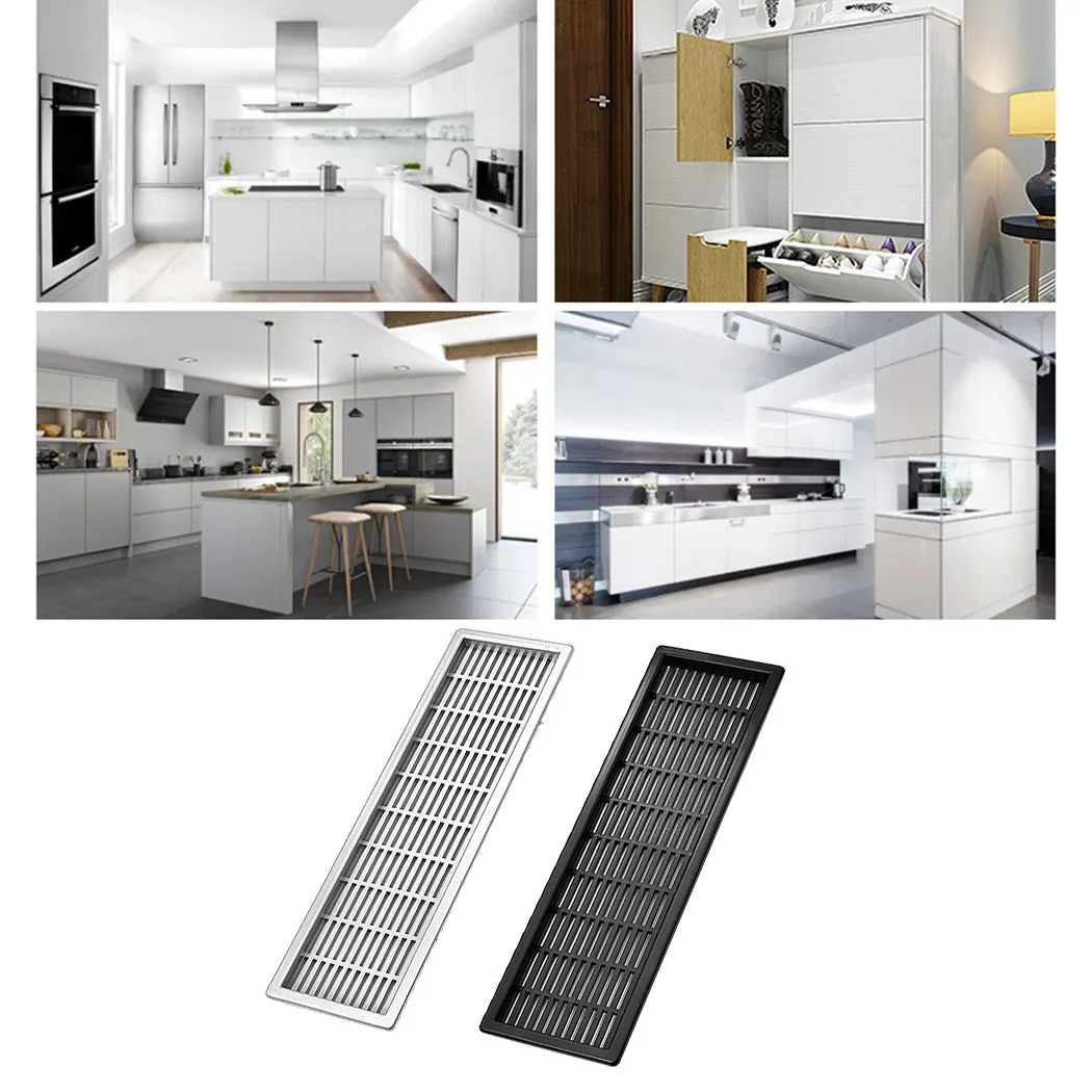 

1pc New ABS Vent Grill Kitchen Bedroom Plinth - 220 X 59 Mm Ventilation Grille Cover Vents Perforated Sheet Household