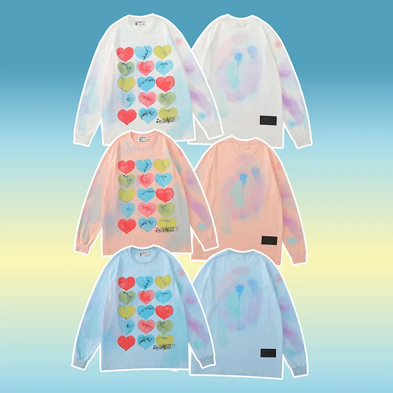 

OOTD The Tide Of Love Long Sleeve T-shirt Man INS Coat Printing Couple T-shirt In The Fall Of 2021 New Tide