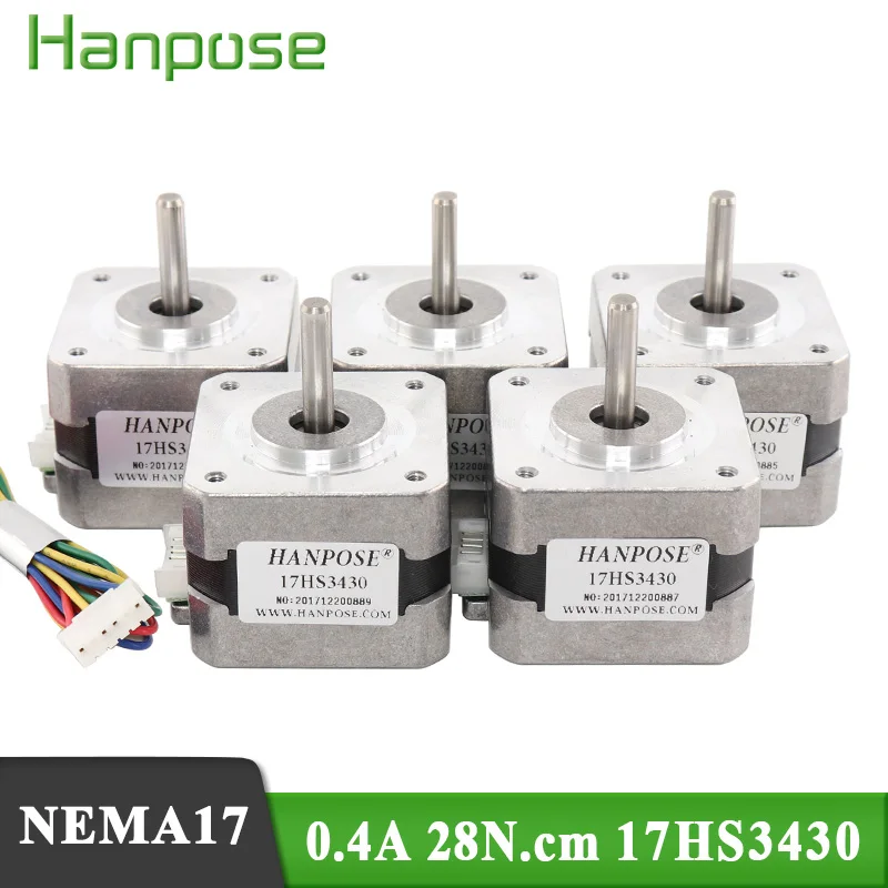 

Nema17 Stepper Motor 42 Series motor 42BYGH 0.4A 34mm 17HS3430 motor 4-lead for 3D printer CNC 5pcs