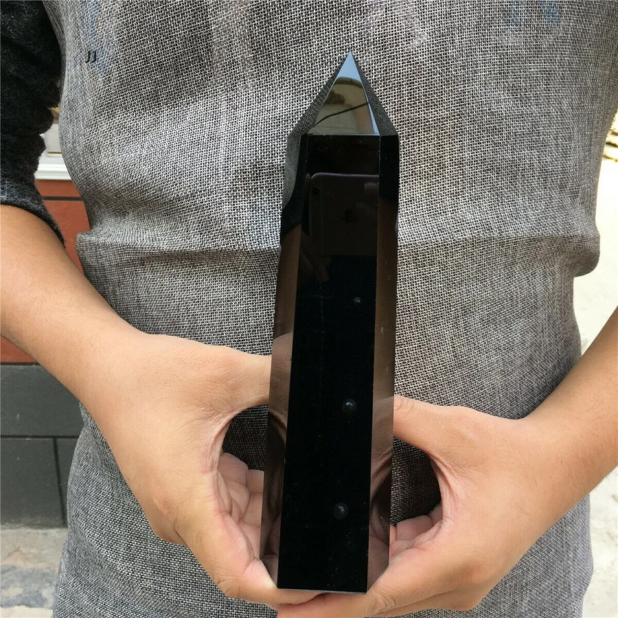 

Natural obsidian crystal Obelisk quartz wand tower furnishing articles,mineral stone, healing energy stone colored gemstone