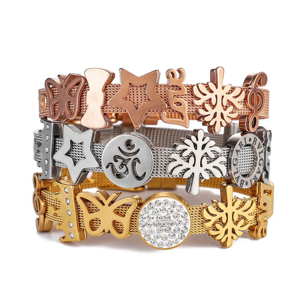 Хранитель серии Simple Letters с чистый CZ сетка из нержавеющей стали браслет для женщин