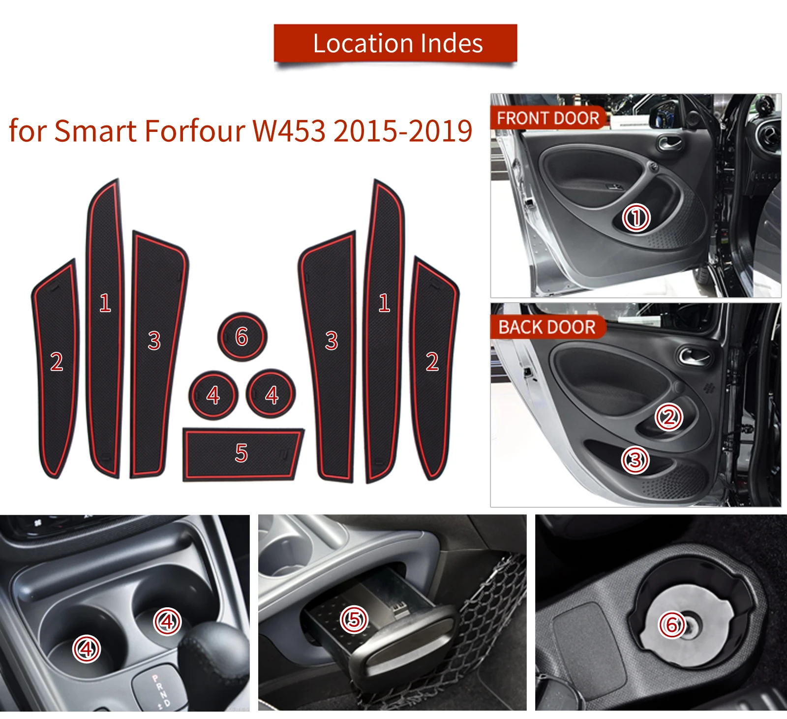 

Cup Mats Non-slip Mat For Smart Forfour Fortwo 453 451 450 Fluorescent Logo Storage Anti Stress Slip Covers Car Styling