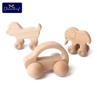1pc baby toys wooden teething rodent beech wood dog car cartoon wooden toy grasping teething chewable toddler for children goods