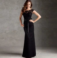 prom dresses mermaid sashes vestido de renda 2015 new fashion sexy backless black lace elegant long evening dress free shipping