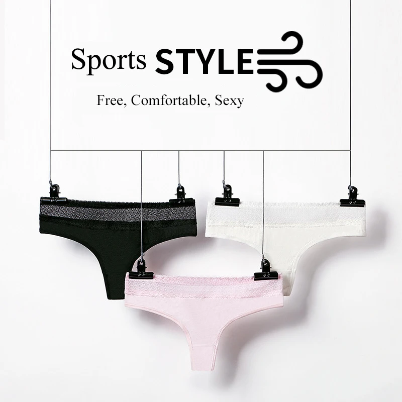 Женские хлопковые сексуальные трусики кружевные/бесшовные стринги с бантом