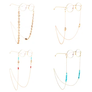 Цепочка для очков, модная золотистая металлическая оболочка для солнцезащитных очков, шнур-держатель для очков, шейный ремешок, ожерелье, шнурок для очков