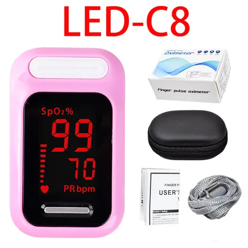 LED Pink with case ELERA пальцевой Пульсоксиметр оксиметр de dedo портативный кислород в крови Saturometro SPO2 PR Пульсоксиметр оксиметр - Цвет: LED Pink with case