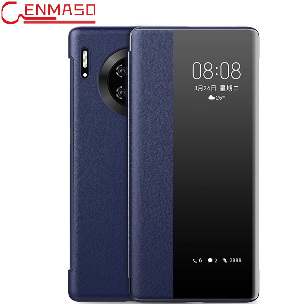 Для huawei mate 30 Pro флип чехол для huawei mate 30 20 Pro x Smart touch прозрачный вид Флип кожаный чехол mate 30 20X Пробуждение спящий противоударный защитный бренд Cenmaso высококачественный чехол для мобильного f