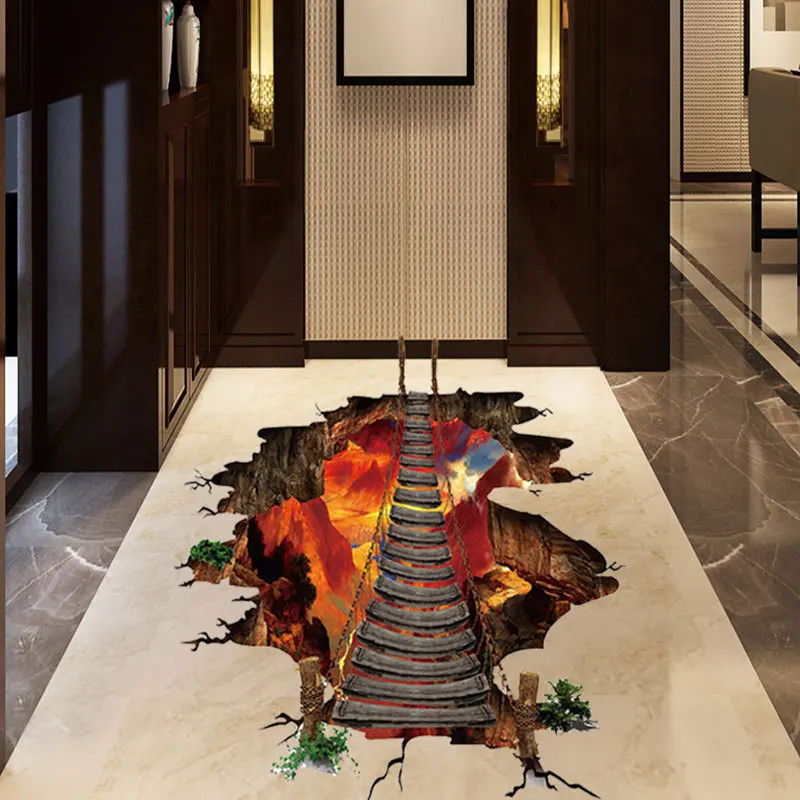 Новая 3D яркая Лавовая наклейка на пол настенный стикер домашний декор DIY наклейки