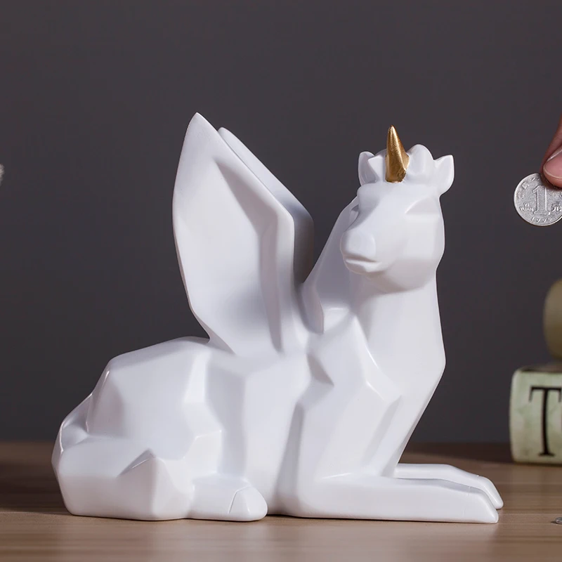 Nordic Elephant Bank Luck Cat / Unicorn Resin Money Flamingo Saving Pot Box Store 800 Coins Free Laser Lettering | Дом и сад