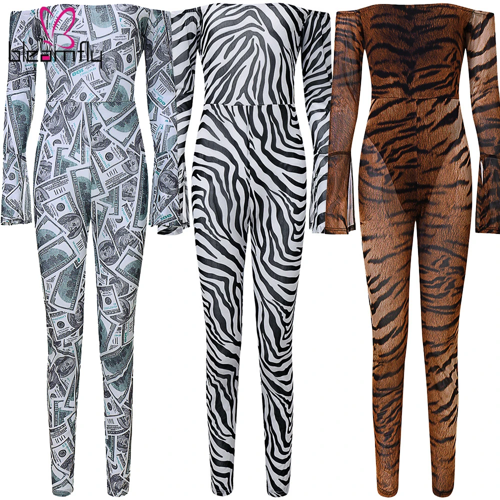 Новинка 2019 женский леопардовый сетчатый прозрачный узкий Облегающий комбинезон