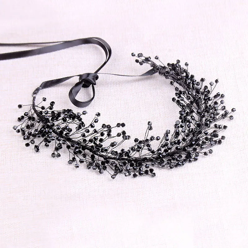 Черная Хрустальная повязка на голову аксессуары для волос Женский костюм