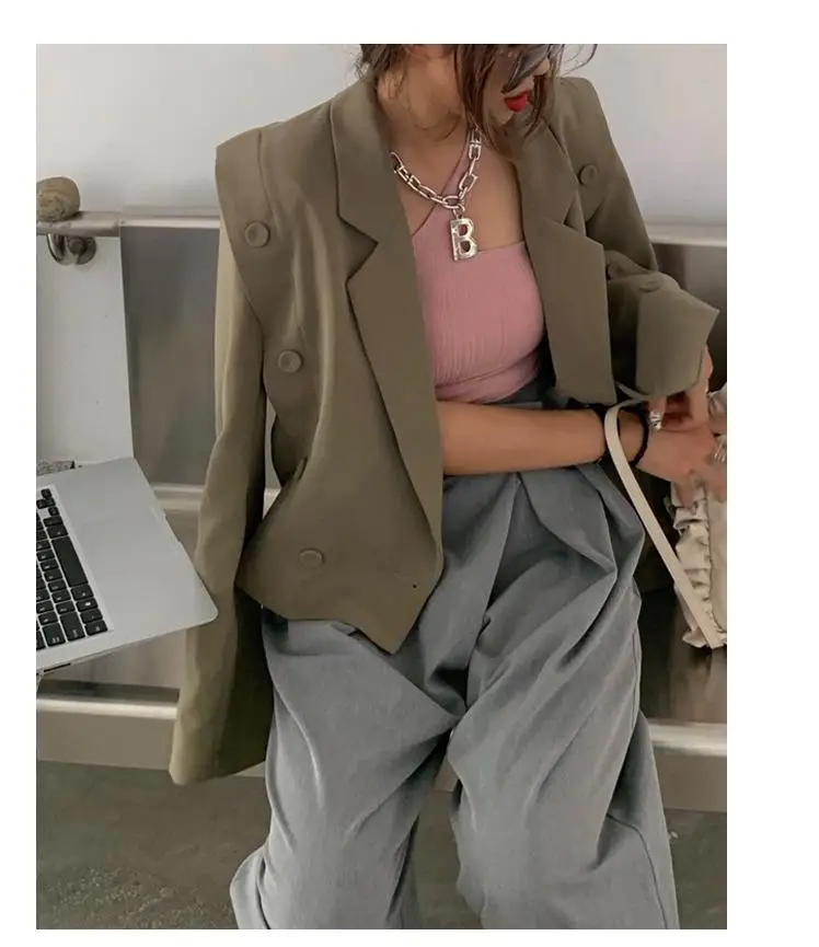 

ZHISILAO Elegant Vintage Blazer for Women Autumn 2020 Office Lady Long Sleeve Blazer Jackets Ladies Oversize Formal Suit Jackets