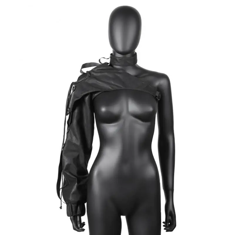 

Steam Punk Style Cosplay Accessories Sleeve Arm Ring Fashion Wrist Band Halloween Performance Black Faux Leather Bandge Cape