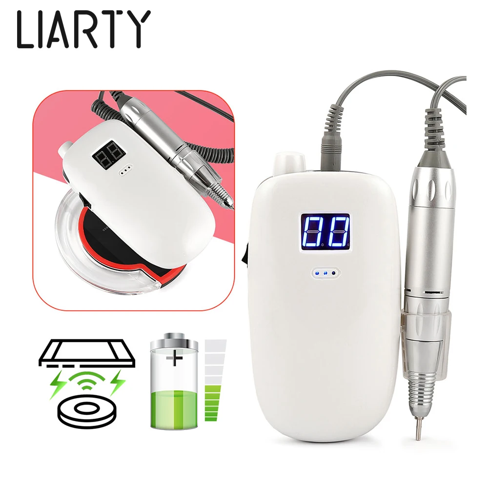 Liarty 65W protable rechargable Nail Drill Machine Kit wireless charging Professional Electric Nail Polisher Manicure Pedicure