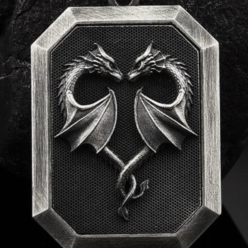 

Zodiac Jewelry on the neck Two dragon Love pendant necklaces for man retro accessory Men's chain necklace tag