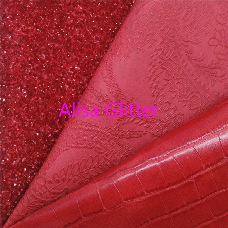 1 шт. A4 Размер 21х29см Алиса блестящая красная ткань цветы искусственная кожа