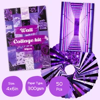 50pcs purple aesthetic picture for wall collage sets neon collage print kits warm color bedroom room wall decorations for girls