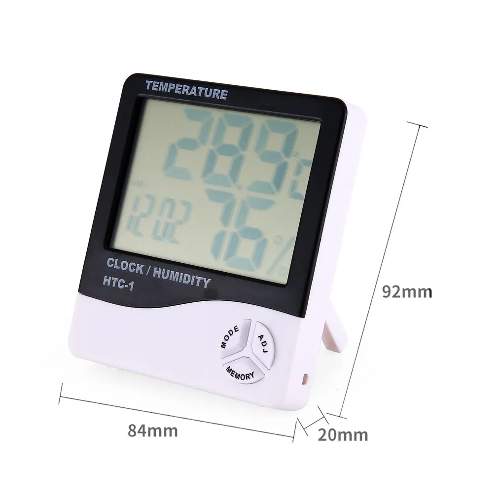htc 1 thermohygrometer single temperature large screen household electronic thermohygrometer with alarm clock free global shipping