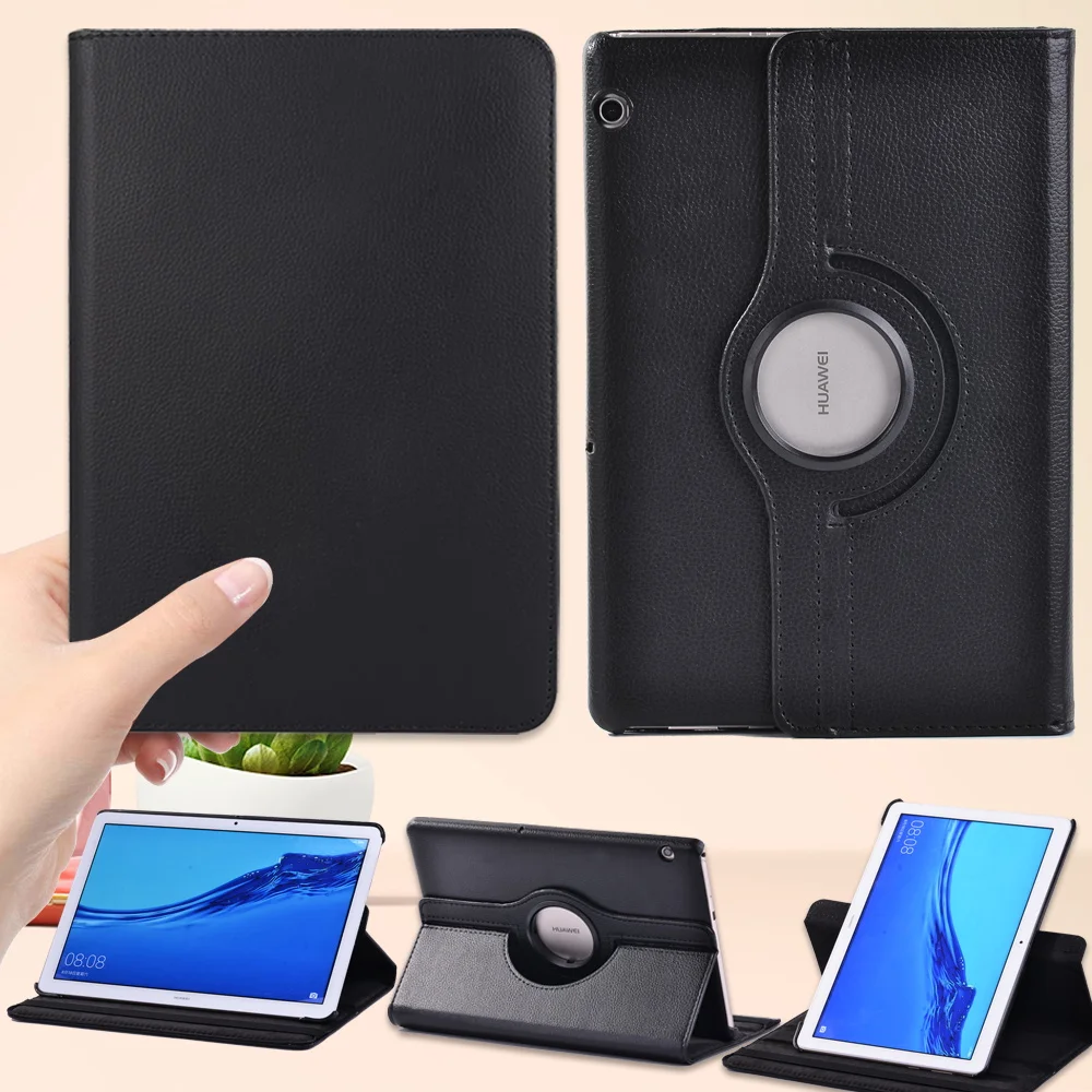 

For Huawei MediaPad T5 10 10.1 Inch/ T3 10 9.6 Inch Anti-fall PU Leather 360 Rotating Automatic Wake-Up Tablet Protective Case