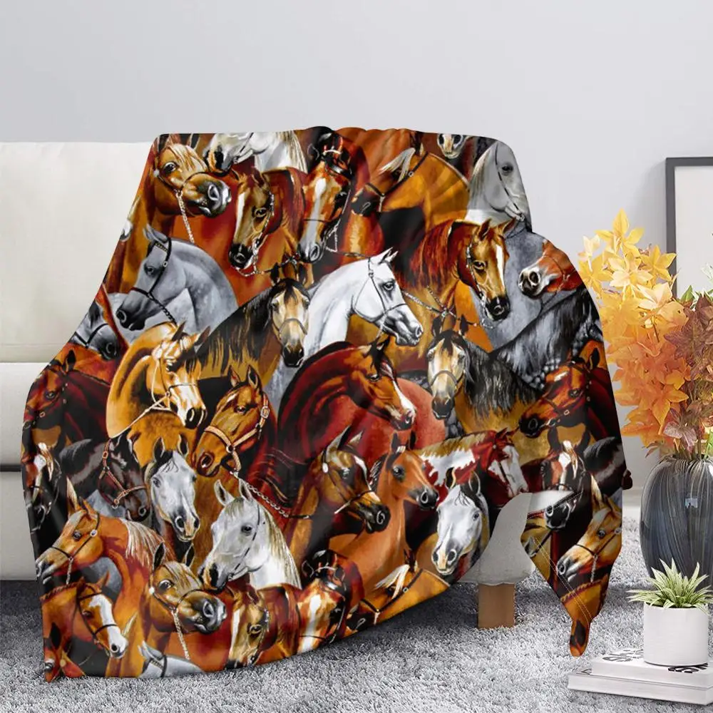 

HUGSIDEA Crazy Horse Throw Blanket for Bedroom/Sofa Warm Fleece Knee Nap Single Fall Blanket for Adult Kids 3D Animal Printed