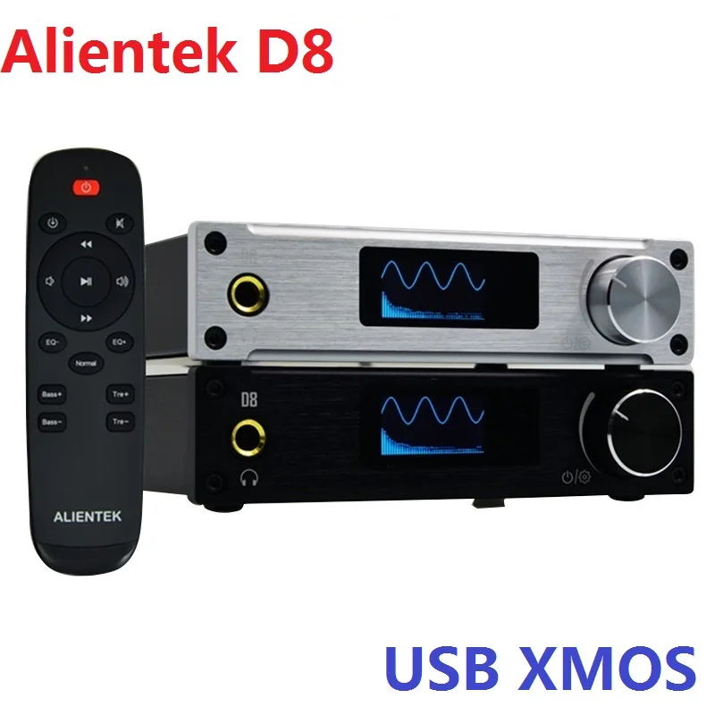 Новинка 2022, усилитель для наушников Alientek D8 Full Digital Audio, вход USB XMOS/коаксиальный/оптический/AUX 80 Вт * 2 24 бит/192 кГц постоянного тока 28 В/А