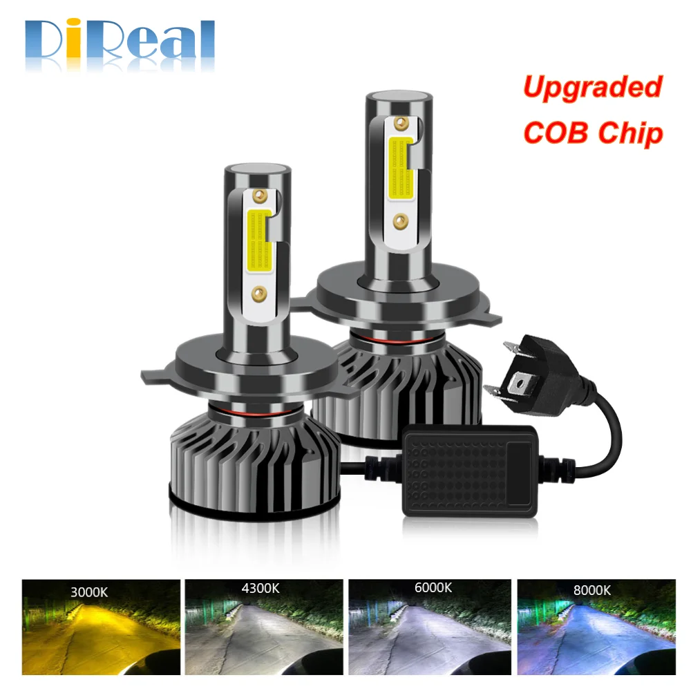 

DiReal 2x Car Lamp LED H4 H7 H1 H8 H11 H9 HB3 9005 HB4 9006 9012 LED Headlights Bulb 12V 50W 12000LM 3000K 6500K 8000K Headlamp