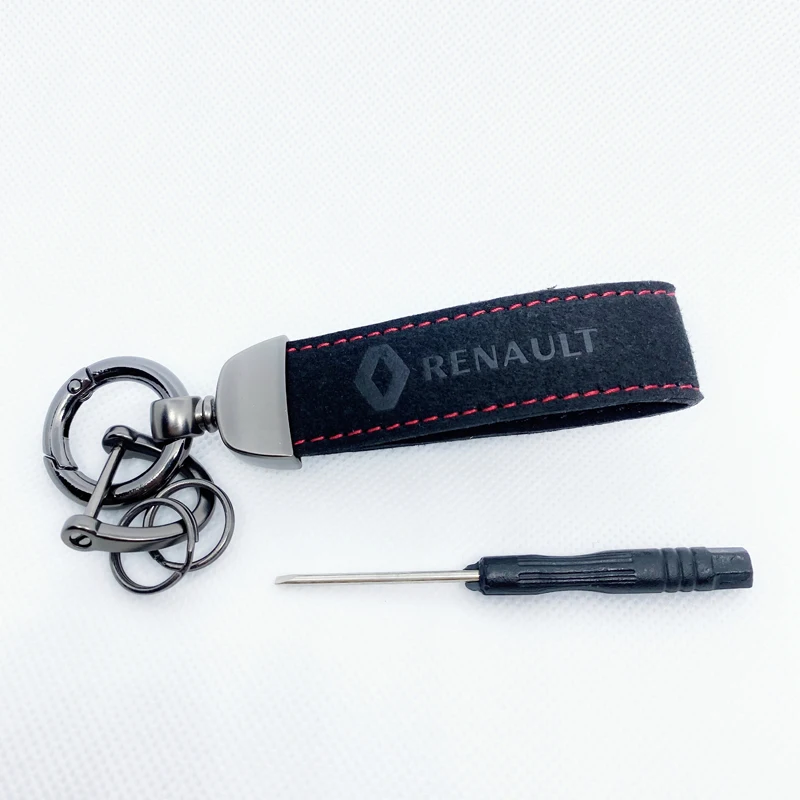 

2021 for renault clio 2 3 4 5 mk3 mk4 renault megane 2 3 4 cc car accessories new Suede leather car keychain with car logo key